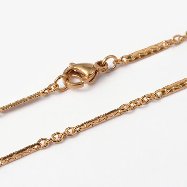 

PandaHall 304 Stainless Steel Bar Link Chains, with Lobster Claw Clasps, Golden, 18 inch(45.8cm) 304 Stainless Steel