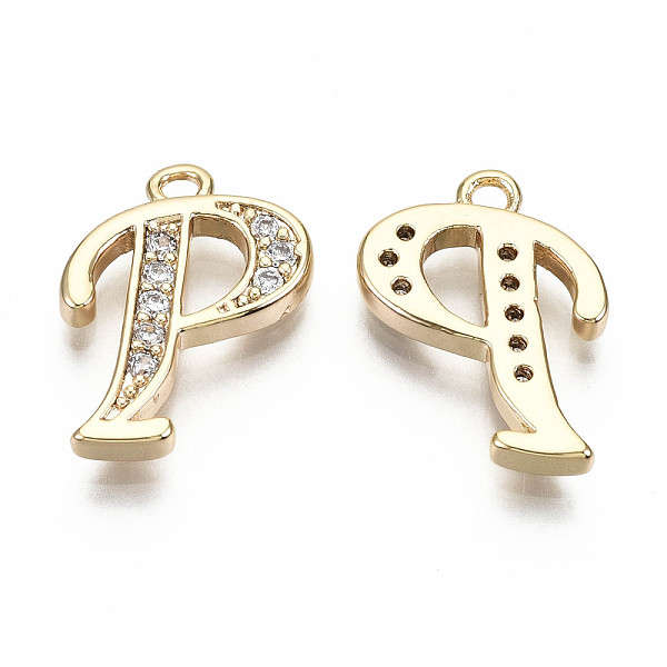 

PandaHall Brass Micro Pave Clear Cubic Zirconia Pendants, Nickel Free, Real 18K Gold Plated, Word, Letter.P, 15.5x12x2mm, Hole: 1.5mm...