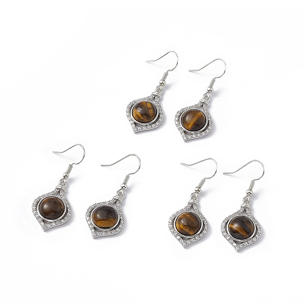 

PandaHall Natural Tiger Eye Vase Dangle Earrings, Platinum Brass Jewelry for Women, 40mm, Pin: 0.5mm Tiger Eye