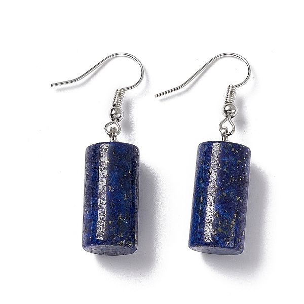 

PandaHall Natural Sodalite Cylindrical Dangle Earrings, Platinum Brass Jewelry for Women, 42mm, Pin: 0.7mm Sodalite