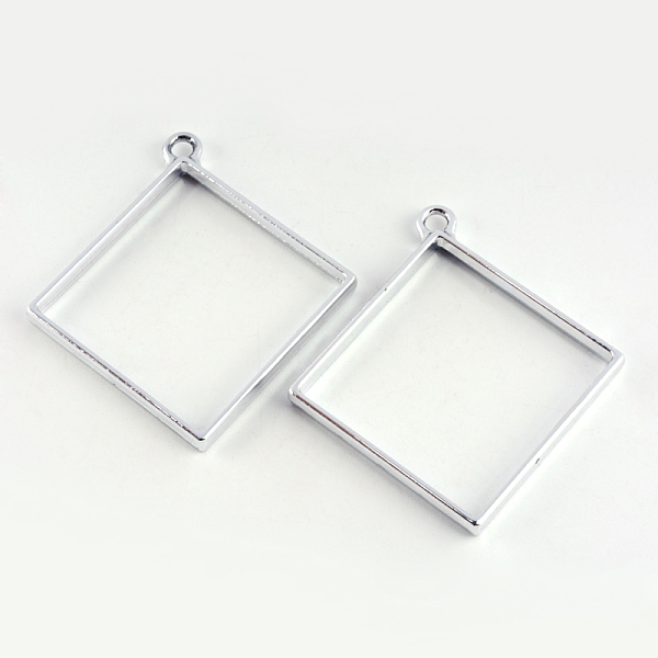 

PandaHall Rack Plating Alloy Rhombus Open Back Bezel Pendants, For DIY UV Resin, Epoxy Resin, Pressed Flower Jewelry, Cadmium Free & Nickel..., Silver