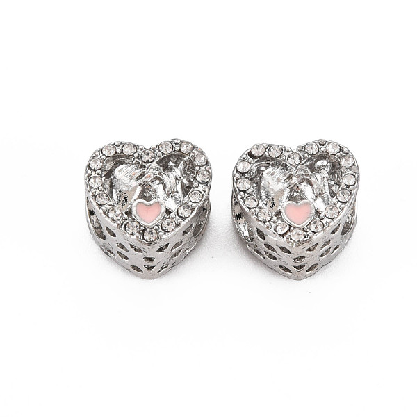 

PandaHall Rack Plating Alloy European Beads, with Crystal Rhinestone & Pink Enamel, Large Hole Beads, Cadmium Free & Nickel Free & Lead Free...