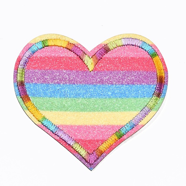 

PandaHall Heart Appliques, Computerized Embroidery Cloth Iron on/Sew on Patches, Costume Accessories, Colorful, 64.5x67x1mm Cloth Heart