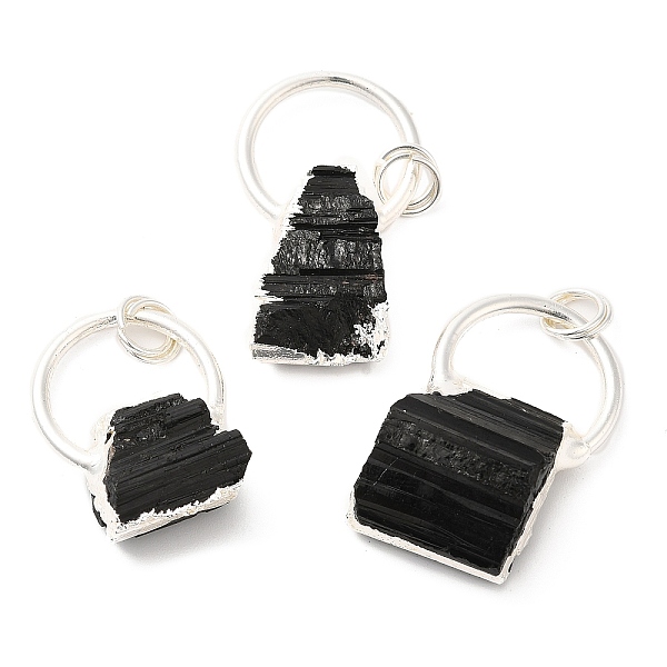 

PandaHall Natural Black Tourmaline Pendants, Nuggets Charms with Rack Plating Brass Findings, Cadmium Free & Lead Free, Silver...