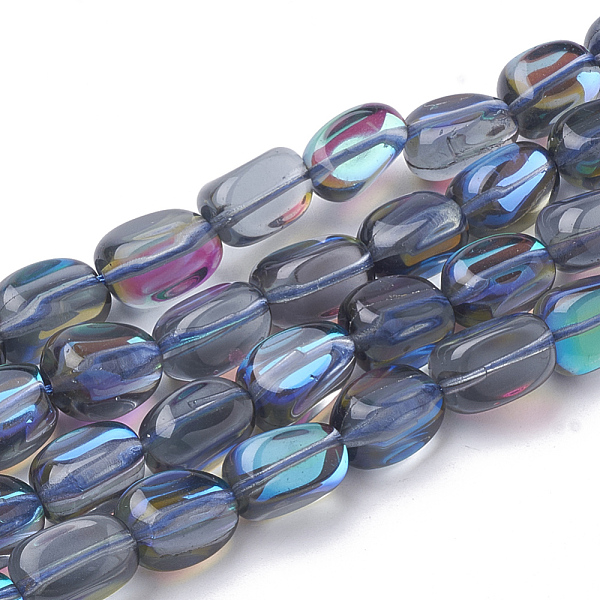 

PandaHall Synthetic Moonstone Beads Strands, Holographic Beads, Tumbled Stone, Dyed, Nuggets, Gray, 11~14x8~10x8~9mm, Hole: 1.2mm, about...