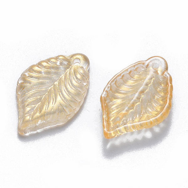 

PandaHall Two Tone Transparent Spray Painted Glass Pendants, with Glitter Powder, Leaf, Yellow, 22.5x14.5x3.5mm, Hole: 1.2mm Glass Leaf...