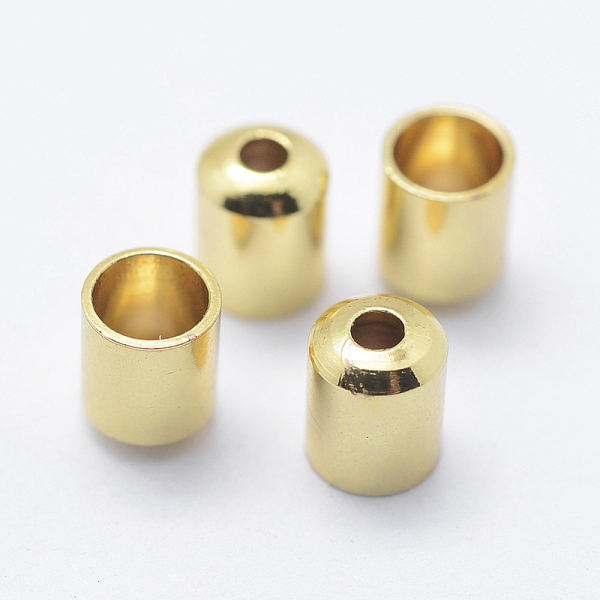 

PandaHall Brass Cord Ends, End Caps, Column, Long-Lasting Plated, Golden, 5x4mm, Hole: 1mm, 3mm inner diameter Brass