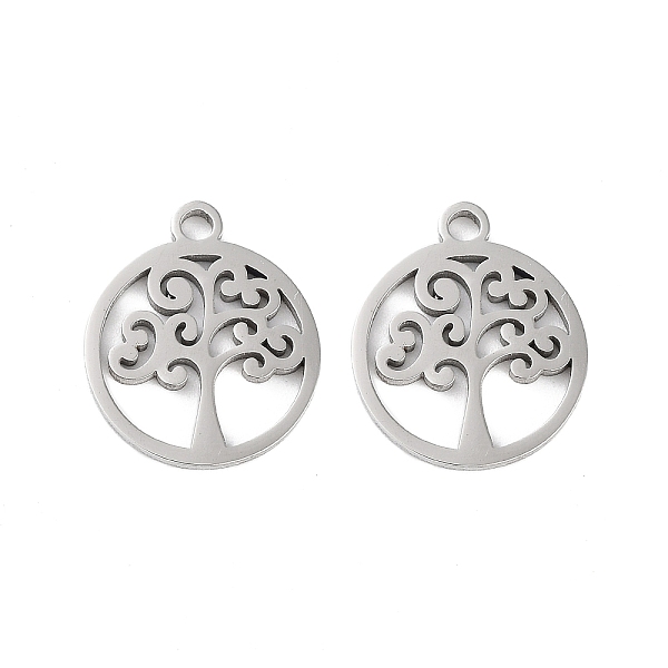 

PandaHall 316 Surgical Stainless Steel Charms, Laser Cut, Flat Round Charm, Stainless Steel Color, Tree of Life, 14.5x12.5x1mm, Hole: 1.5mm...