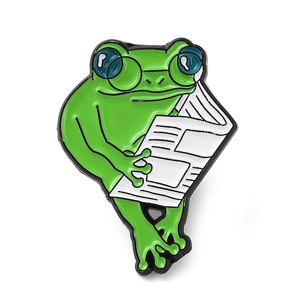 

PandaHall Frog Enamel Pins, Electrophoresis Black Alloy Brooches, Glasses, 26x20x1mm Alloy+Enamel Glasses
