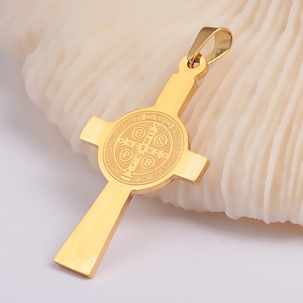 

PandaHall Cross with Virgin Mary & Word 304 Stainless Steel Big Pendants, Golden, 51.5x28x2mm, Hole: 5x10mm 304 Stainless Steel Cross