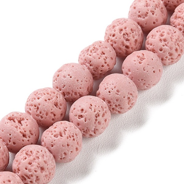 

PandaHall Synthetic Lava Rock Dyed Beads Strands, Round, Pink, 10mm, Hole: 1mm, about 41pcs/strand, 15.20''(38.6cm) Lava Rock Round Pink