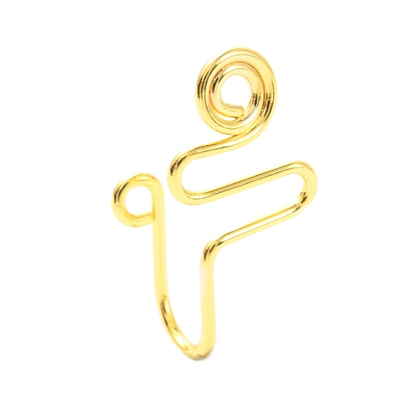 

PandaHall Brass Nose Rings, Nose Cuff Non Piercing, Clip on Nose Ring for Women Men, Curve, Golden, 20x9x7mm, Hole: 1.5mm Brass