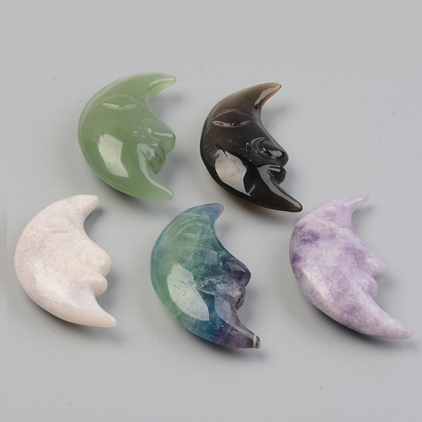 

PandaHall Natural & Synthetic Mixed Gemstone Beads, Moon, 57~62x28~31.5x12.5~13.5mm Mixed Stone Moon Multicolor