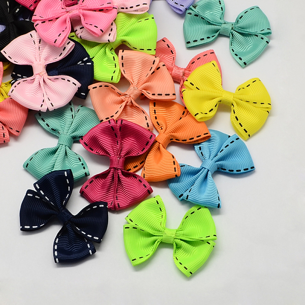 PandaHall Handmade Woven Costume Accessories, Grosgrain Bowknot, Mixed Color, 45x52x8mm, about 200pcs/bag Ribbon Bowknot Multicolor