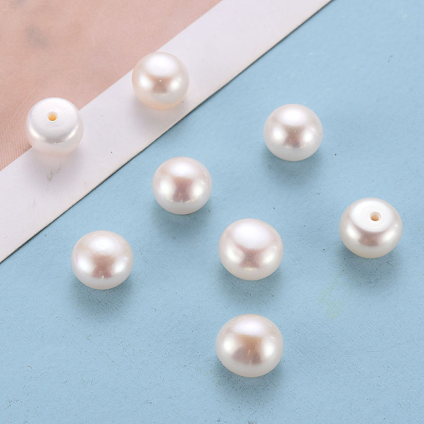 

PandaHall Grade AAA Natural Cultured Freshwater Pearl Beads, Half Drilled, Flat Round, White, 8~8.5x6mm, Half Hole: 1mm Pearl Flat Round...
