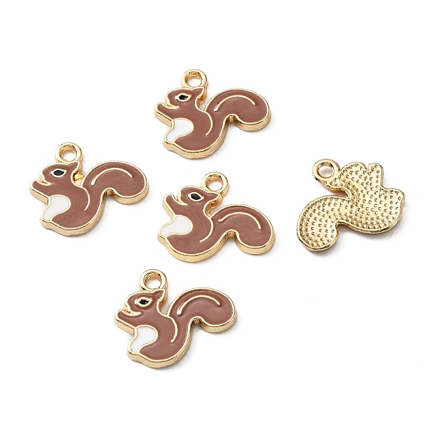 

PandaHall Alloy Enamel Pendants, Squirrel, Light Gold, Camel, 15x17x1.2mm, Hole: 2mm Alloy+Enamel Other Animal Brown
