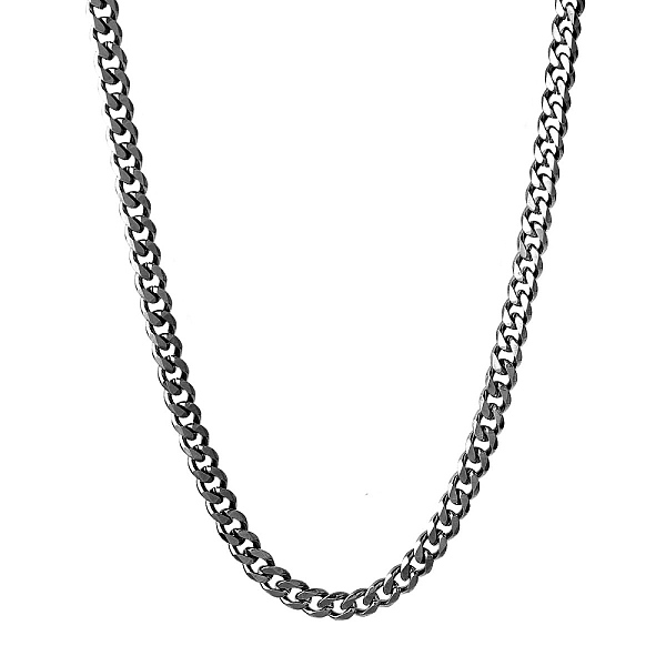 

PandaHall 201 Stainless Steel Curb Chain Necklaces, Black, 23.62 inch(60cm) 201 Stainless Steel