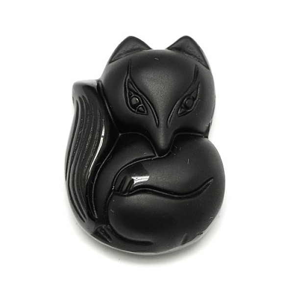 

PandaHall Fox Shaped Natural Obsidian Cameo Pendants, Black, 35x25x12mm, Hole: 1mm Obsidian Fox Black