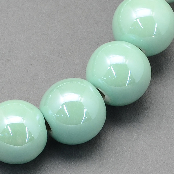 

PandaHall Pearlized Handmade Porcelain Round Beads, Aquamarine, 8mm, Hole: 2mm Porcelain Round Green