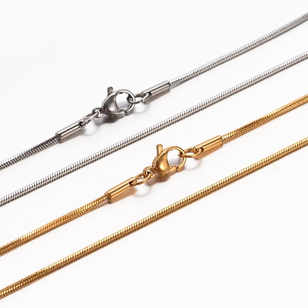 

PandaHall 304 Stainless Steel Snake Chain Necklaces, with Lobster Claw Clasp, Mixed Color, 17.7 inch(45cm), 0.9mm 304 Stainless Steel