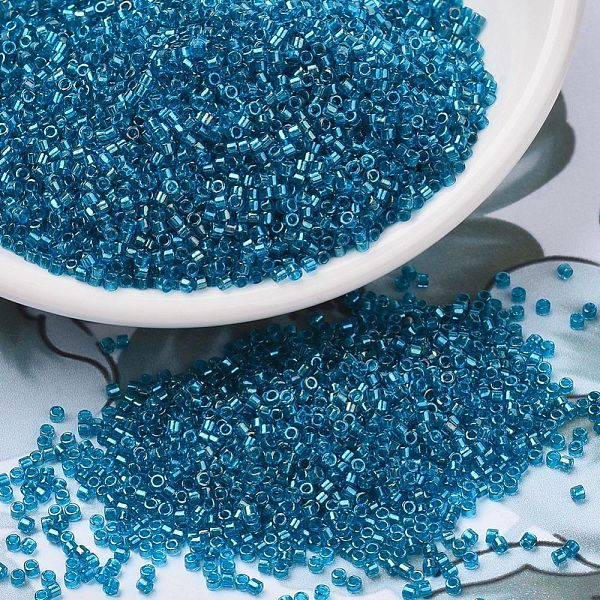 

PandaHall MIYUKI Delica Beads, Cylinder, Japanese Seed Beads, 11/0, (DB2385) Inside Dyed Pacific, 1.3x1.6mm, Hole: 0.8mm, about 2000pcs/10g..., Cyan