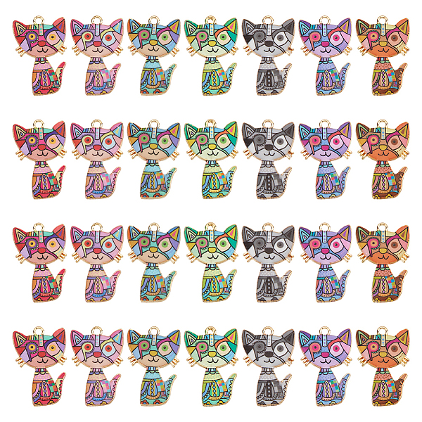 

PandaHall 28 Pcs 7 Colors Cat Pattern Enamel Pendants, Alloy Enamel Cat Charms Printed Pendants Jewelry Charms Decoration for Earrings..., Multicolor