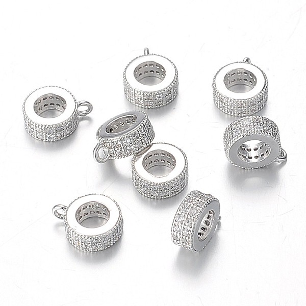 

PandaHall Column Brass Tube Bails, Loop Bails, with Micro Pave Cubic Zirconia, Stainless Steel Color, 10x7.5x3mm, Hole: 1mm, Inner Diameter...