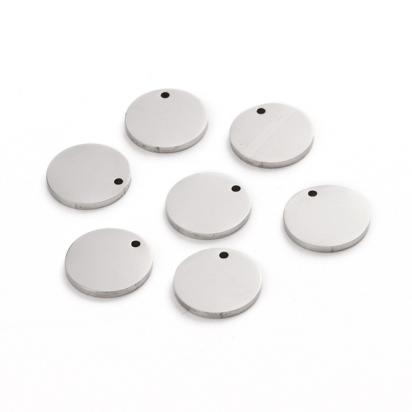 

PandaHall 304 Stainless Steel Charms, Polished, Stamping Blank Tag, Laser Cut, Flat Round, Stainless Steel Color, 10x1mm, Hole: 0.8mm 304...