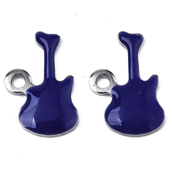

PandaHall 201 Stainless Steel Enamel Charms, Guitar, Stainless Steel Color, Midnight Blue, 15x9x2mm, Hole: 1.6mm Stainless Steel+Enamel...