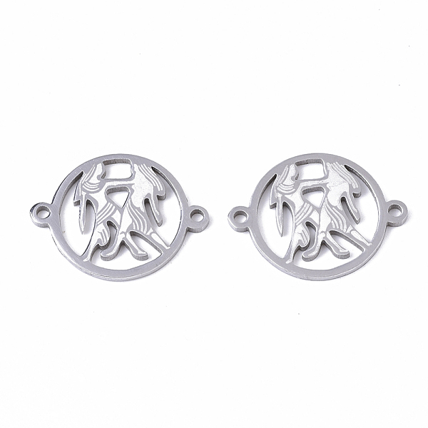 

PandaHall 201 Stainless Steel Links connectors, Constellations, Flat Round, Stainless Steel Color, Aquarius, 21x16x1mm, Hole: 1.4mm 201...