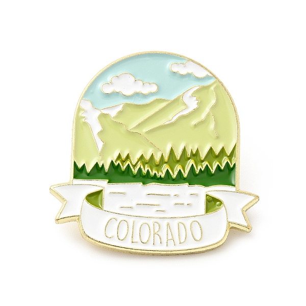 

PandaHall Creative Landscape Theme Enamel Pin, Gold Plated Alloy Word Colorado Badge for Backpack Clothes, Oval Pattern, 30x30x1.5mm...