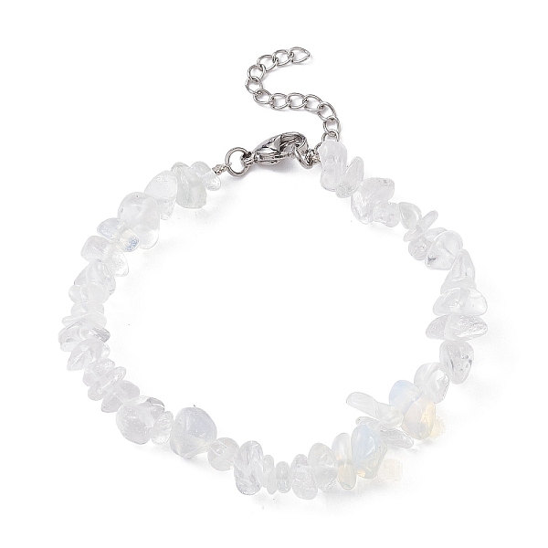 

PandaHall Opalite Chips Beaded Bracelet, with 304 Stainless Steel Clasps, 7-1/4 inch(18.5cm) Opalite
