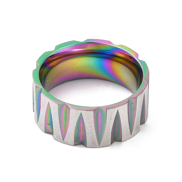 

PandaHall Titanium Steel Finger Rings, Wide Band Rings, for Men, Rainbow Color, 9mm, Inner Diameter: 17.3mm Titanium Steel