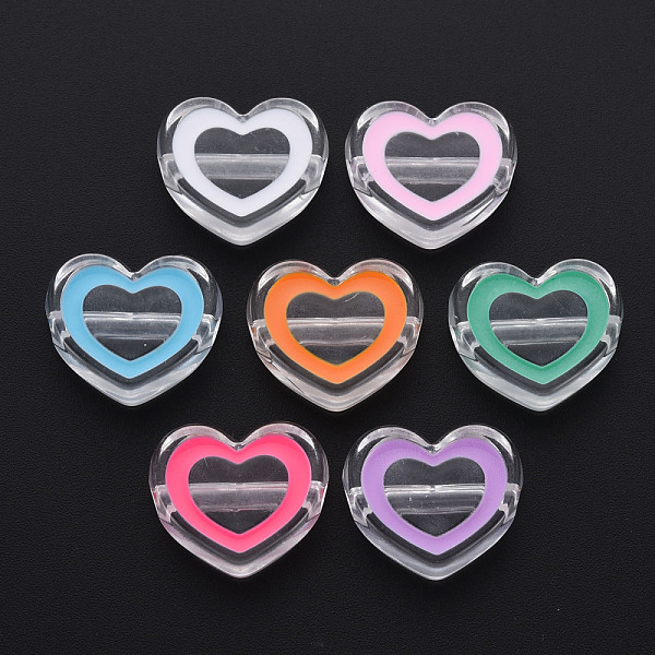 

PandaHall Transparent Enamel Acrylic Beads, Heart, Mixed Color, 19x22x8mm, Hole: 3mm Acrylic Heart Multicolor