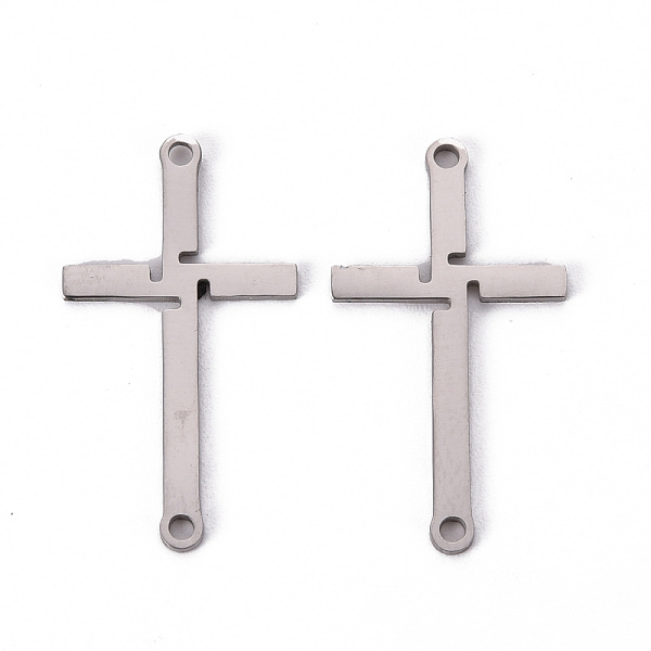 

PandaHall 201 Stainless Steel Link Connectors, Laser Cut, Cross, Stainless Steel Color, 26x14x1mm, Hole: 1.4mm 201 Stainless Steel Cross