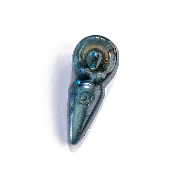 

PandaHall Natural Labradorite Display Decorations, Reiki Energy Stone Figurine, Goddess Pattern, 50x20mm Labradorite Goddess