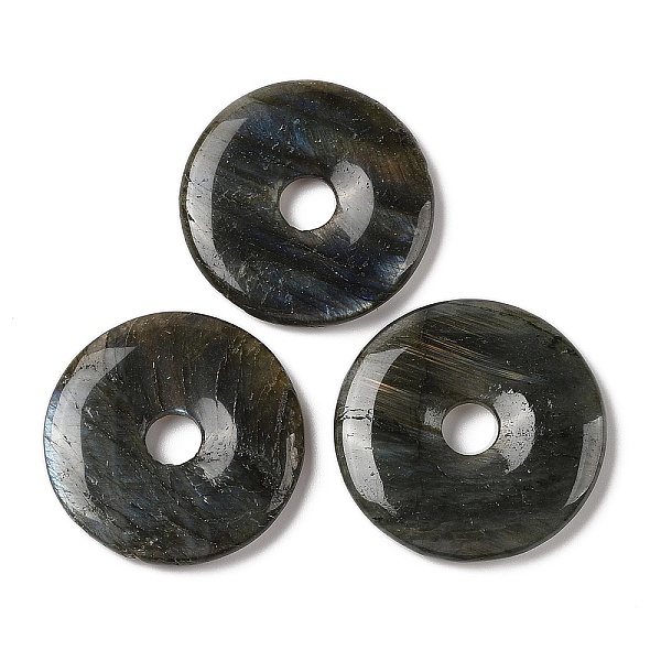 

PandaHall Natural Labradorite Pendants, Donut/Pi Disc Charms, 39x6mm, Hole: 6mm Labradorite Donut