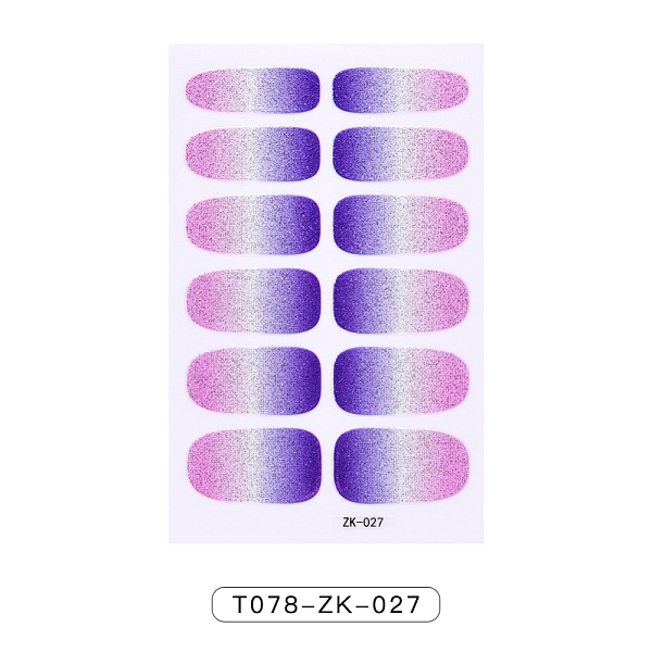 

PandaHall Full-Cover Gradient Wraps Nail Polish Stickers, Glitter Powder Self-adhesive Nail Art Decals Strips, with Manicure Buffer Files..., Purple