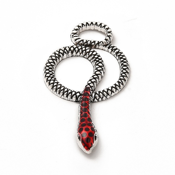 

PandaHall Alloy Enamel Pendants, Snake Charm, Antique Silver, 46.5x26x4mm, Hole: 4.5x8.5mm Alloy+Enamel Snake Red