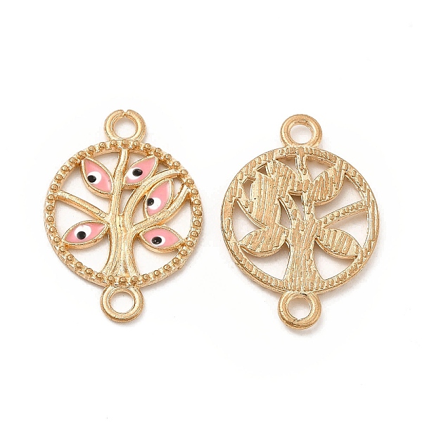 

PandaHall Alloy Enamel Connector Charms, Flat Round Tree Links with Evil Eye, Light Gold, Nickel, Pink, 23.5x16.5x2mm, Hole: 2mm...