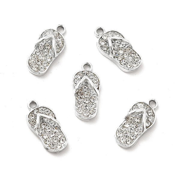 

PandaHall Alloy Rhinestone Pendants, Platinum Tone Flip-flops Charms, Crystal, 18x8.5x5.3mm, Hole: 1.5mm Alloy+Rhinestone Shoes Clear