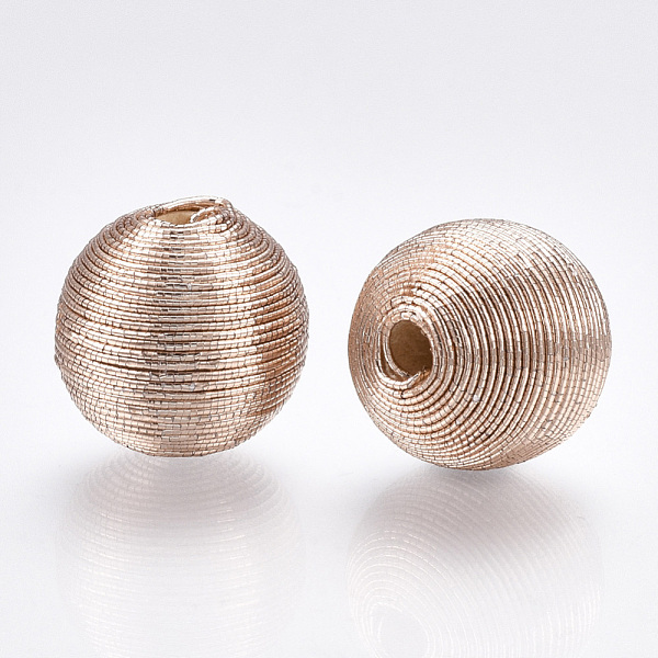 

PandaHall Wood Beads Covered with Polyester Cord Wire, Round, Navajo White, 19.5~20.5x19~20mm, Hole: 3.5~4.5mm Polyester Round Orange