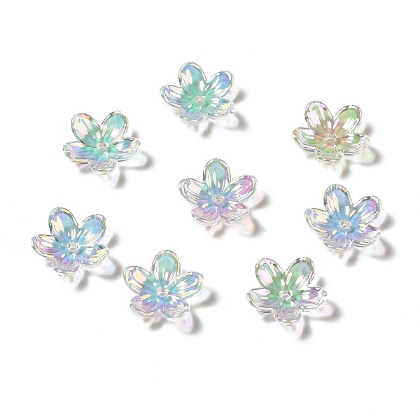 

PandaHall Transparent Acrylic Bead Caps, 5-Petal Flower, Clear AB, 11.5x12x3.5mm, Hole: 1.5mm Acrylic White