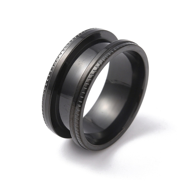 

PandaHall Titanium Steel Grooved Finger Ring for Women, Electrophoresis Black, Inner Diameter: 16mm Titanium Steel