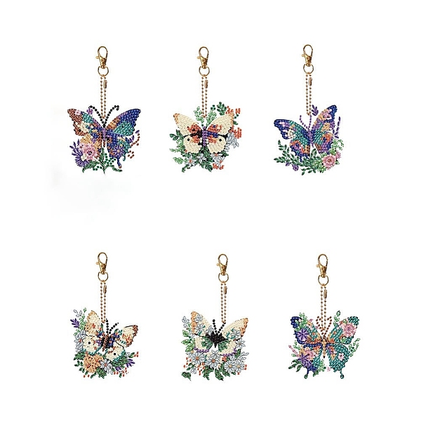 

PandaHall Flower Butterfly DIY Pendant Decoration Kits, Including Resin Rhinestones Bag, Diamond Sticky Pen, Tray Plate and Glue Clay and..., Multicolor