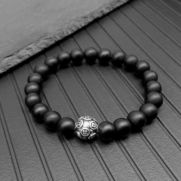 

PandaHall High Beauty Pure Black Bracelet Beaded Lucky Transfer Pixiu Bracelet Simple Style Couple Gift to the Small Market