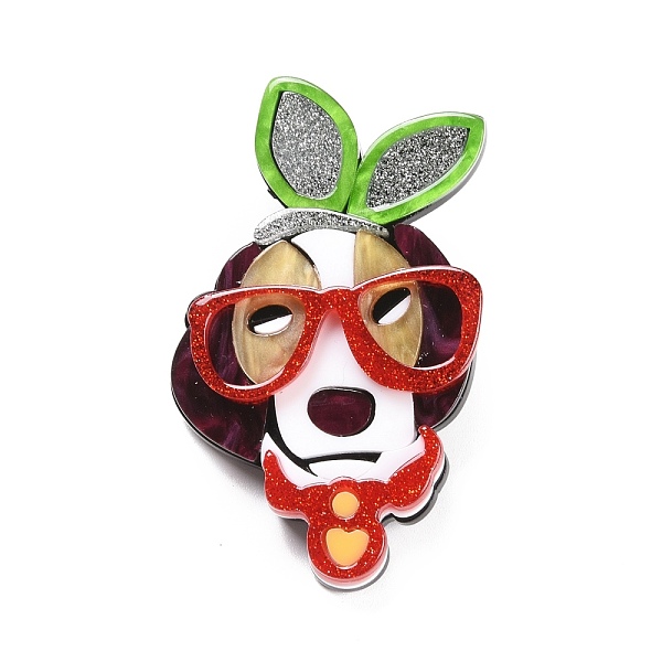 

PandaHall Fashion Dog with Glasses Acrylic Badge, Cartoon Animal Lapel Pin for Backpack Clothes, Colorful, 61x36x7mm Acrylic Red