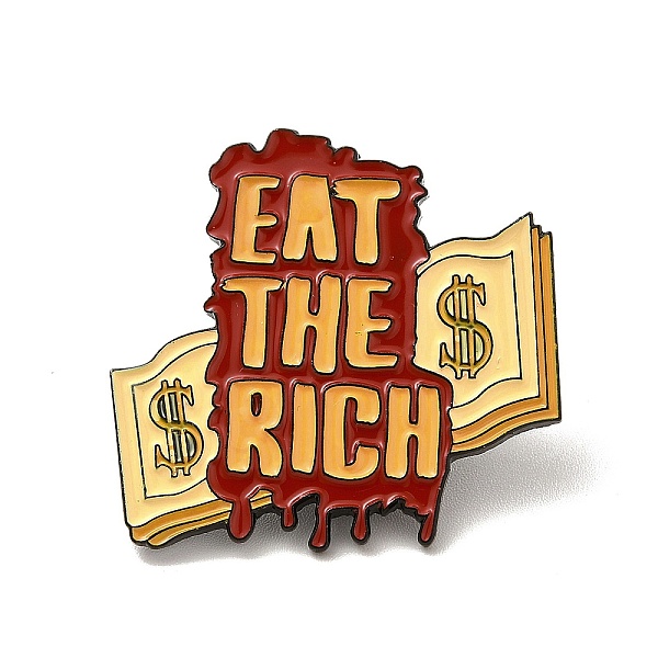 

PandaHall Word Eat The Rich Enamel Pin, Electrophoresis Black Alloy Brooch for Clothes Backpack, Dollar Sign, 29x30x1.5mm Alloy+Enamel...