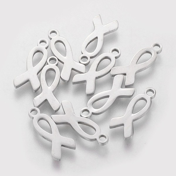 

PandaHall 304 Stainless Steel Charms, Awareness Ribbon, Stainless Steel Color, 14.5x6.1x1mm, Hole: 1.5mm 304 Stainless Steel Awareness...