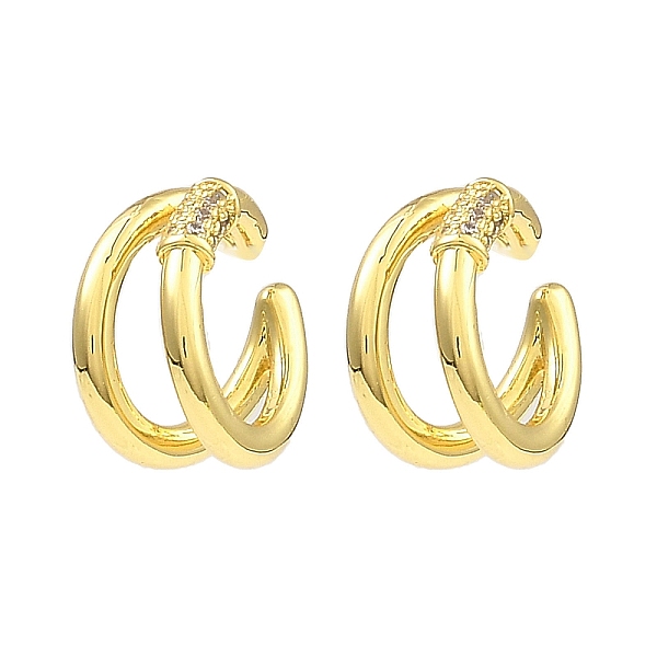 

PandaHall Rack Plating Brass Double Line Cuff Earrings, with Cubic Zirconia, Long-Lasting Plated, Lead Free & Cadmium Free, Real 18K Gold...